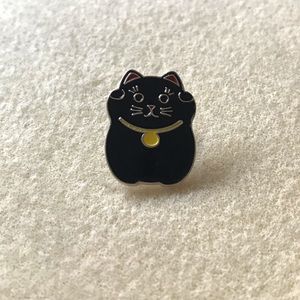 Black Lucky Cat Pin